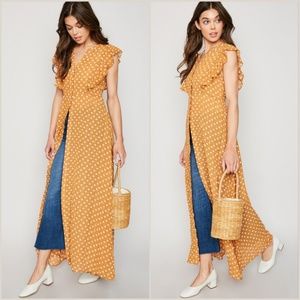 Polka-Dot Button-Down Maxi Dress
